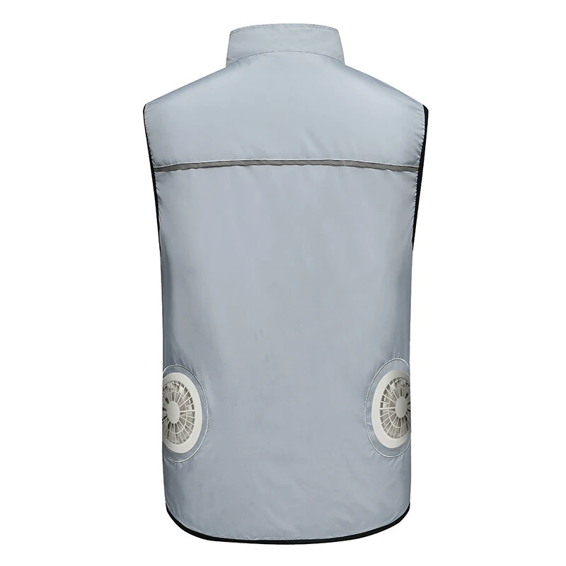 (image for) TENGOO Air Conditioning Clothing Vest Three Wind Speeds Heatproof Cooling Clothing USB Charging Sun Protection Continuous Cooling Jacket with Two Fans for Summer High Temperature Outdoor Work